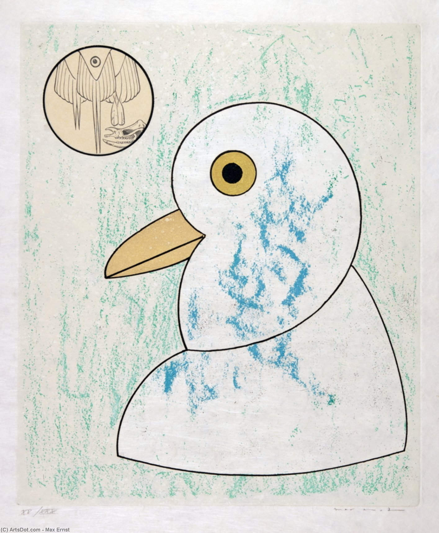 Wikoo.org - موسوعة الفنون الجميلة - اللوحة، العمل الفني Max Ernst - Oiseaux en Peril 1