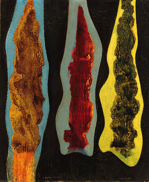 Wikioo.org – La Enciclopedia de las Bellas Artes - Pintura, Obras de arte de Max Ernst - Trois ciprés faciles