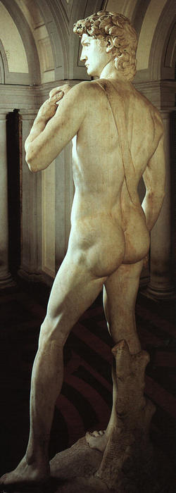 Wikioo.org – La Enciclopedia de las Bellas Artes - Pintura, Obras de arte de Michelangelo Buonarroti - David ( vista posterior )