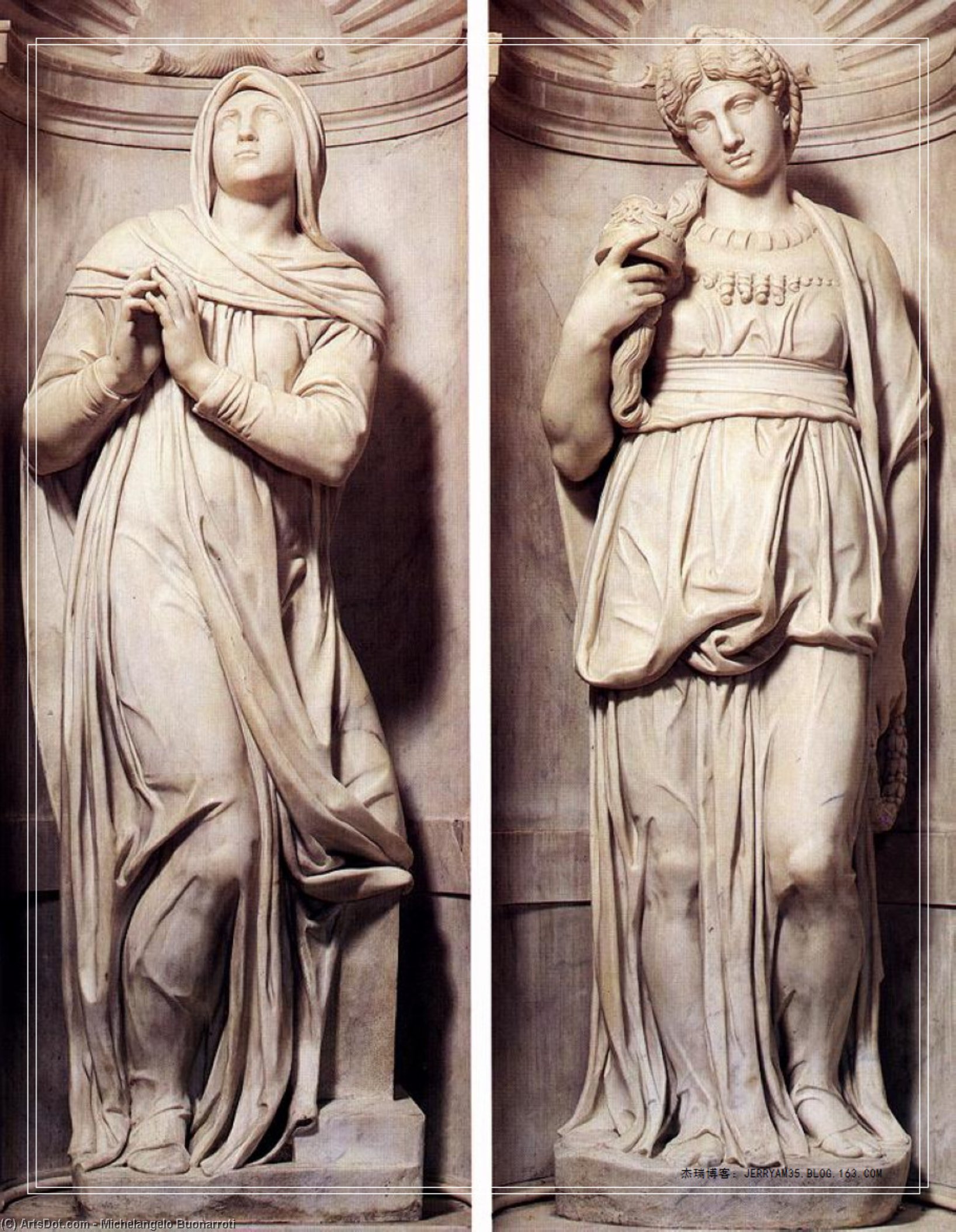 WikiOO.org - אנציקלופדיה לאמנויות יפות - ציור, יצירות אמנות Michelangelo Buonarroti - Rachel and Leah
