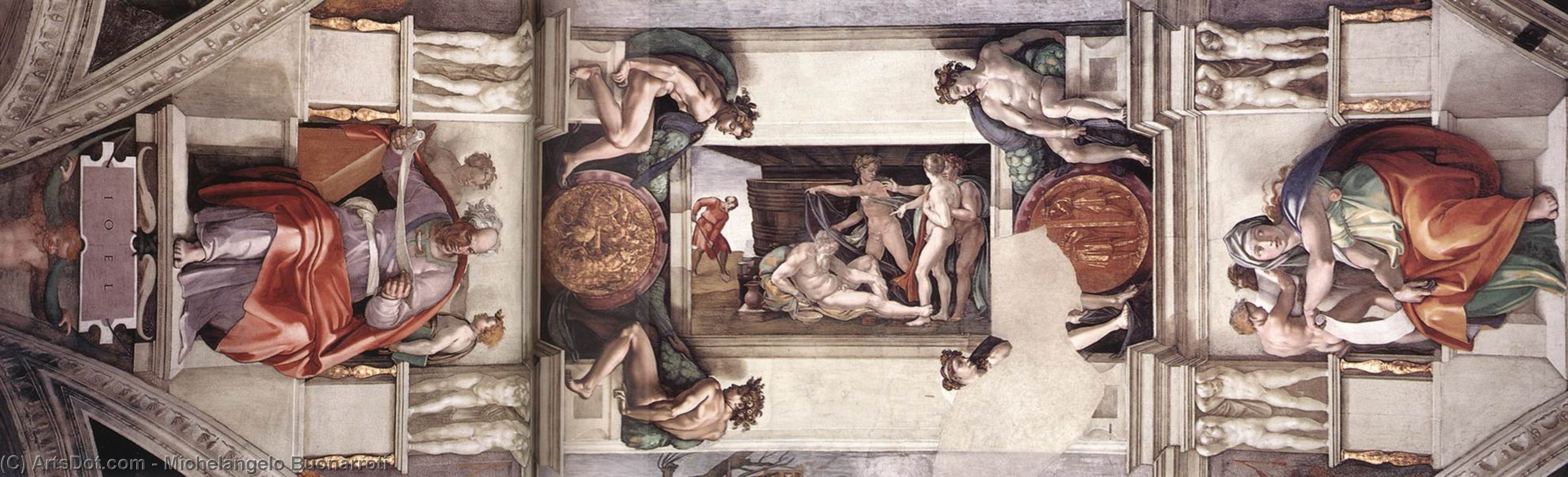 Wikioo.org - The Encyclopedia of Fine Arts - Painting, Artwork by Michelangelo Buonarroti - The first bay of the ceiling