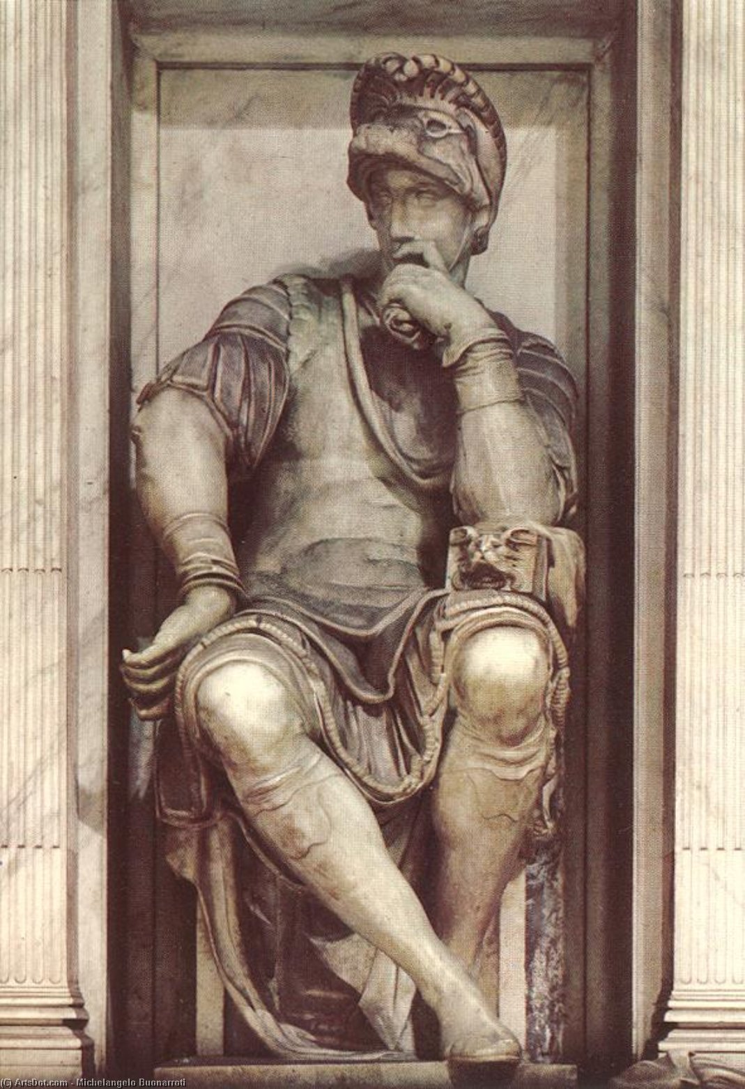 Wikioo.org – La Enciclopedia de las Bellas Artes - Pintura, Obras de arte de Michelangelo Buonarroti - Tumba de Lorenzo delaware Medici ( detalle )
