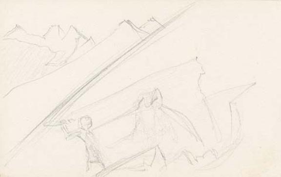 WikiOO.org - Enciklopedija dailės - Tapyba, meno kuriniai Nicholas Roerich - Cursory sketch for ''Arjuna'' from ''Kulu''