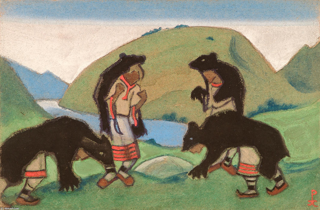 WikiOO.org - Εγκυκλοπαίδεια Καλών Τεχνών - Ζωγραφική, έργα τέχνης Nicholas Roerich - Elders in Bearskins