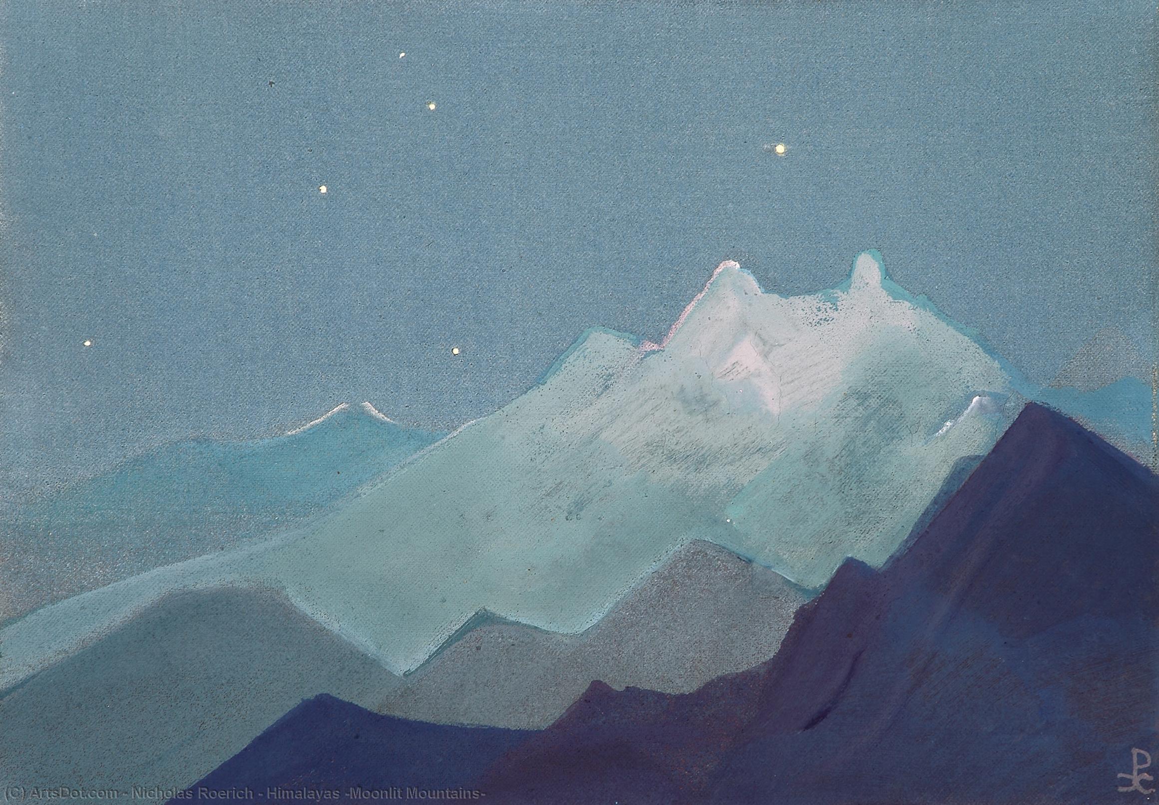 Wikioo.org - The Encyclopedia of Fine Arts - Painting, Artwork by Nicholas Roerich - Himalayas (Moonlit Mountains)