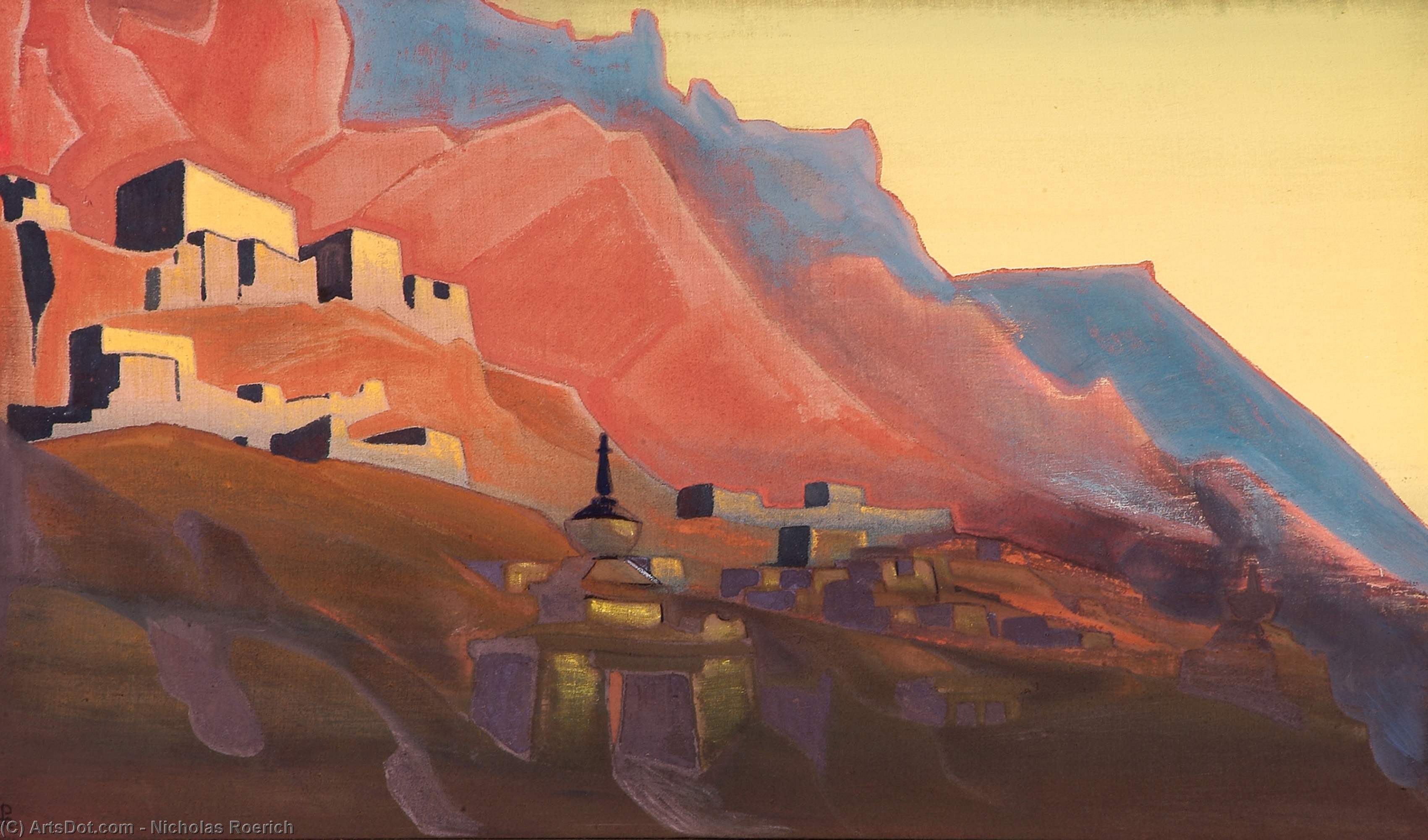 WikiOO.org - Encyclopedia of Fine Arts - Malba, Artwork Nicholas Roerich - Ladakh. Sunset.
