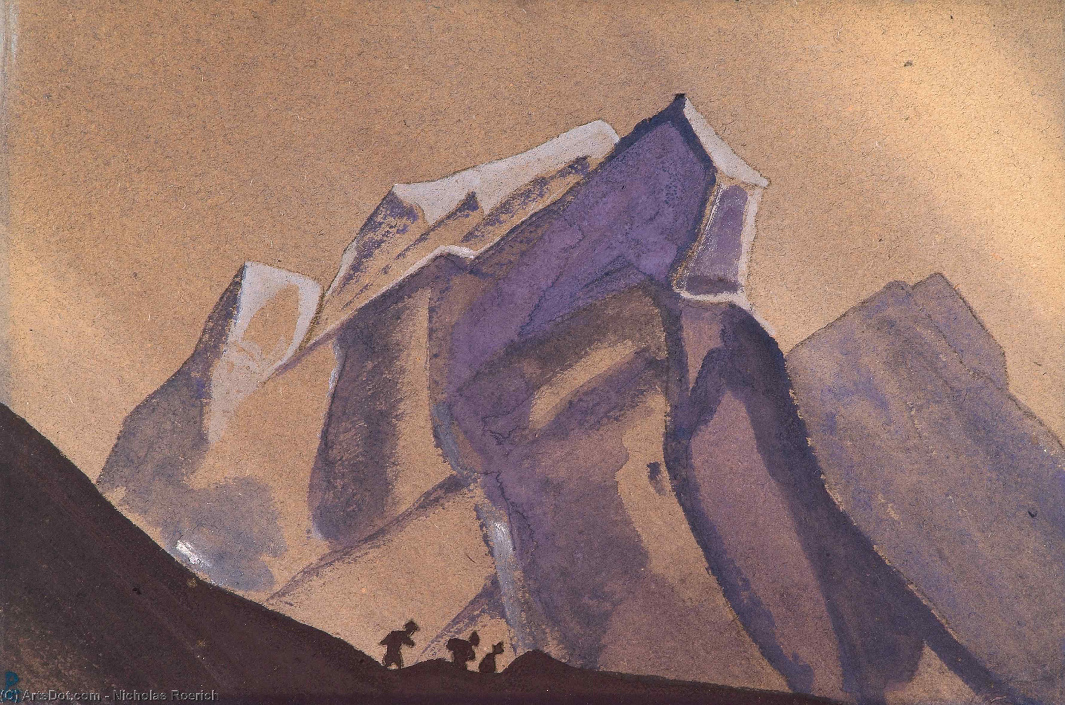 Wikoo.org - موسوعة الفنون الجميلة - اللوحة، العمل الفني Nicholas Roerich - Mountain Pass. Storm
