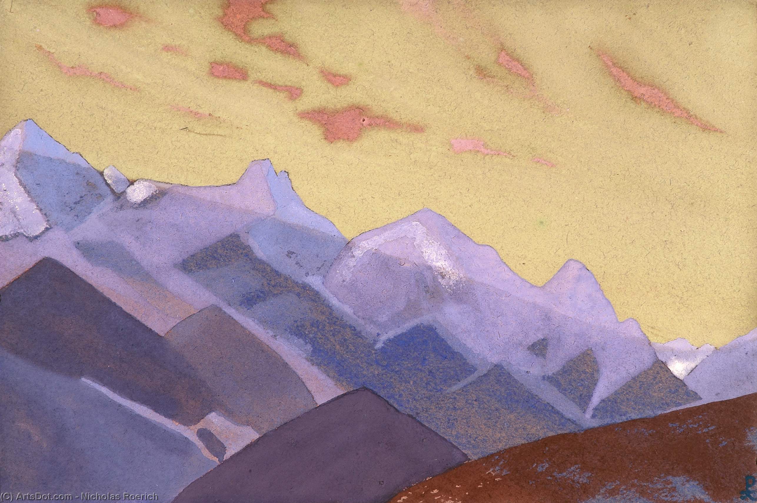 Wikioo.org - สารานุกรมวิจิตรศิลป์ - จิตรกรรม Nicholas Roerich - Mountain Range. Approach to Everest