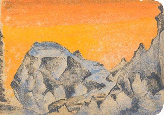 WikiOO.org - Enciklopedija dailės - Tapyba, meno kuriniai Nicholas Roerich - Scenery sketch for a stage design