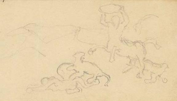 WikiOO.org - Enciclopédia das Belas Artes - Pintura, Arte por Nicholas Roerich - sketch after the mosaic ''The Fight of the Centaur''