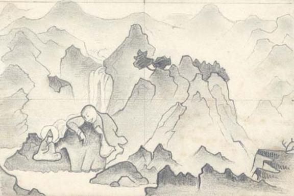 Wikioo.org - Bách khoa toàn thư về mỹ thuật - Vẽ tranh, Tác phẩm nghệ thuật Nicholas Roerich - Sketch for ''Padma Sambhava'' from ''Banners of the East''