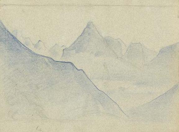 Wikioo.org - สารานุกรมวิจิตรศิลป์ - จิตรกรรม Nicholas Roerich - Sketch of mountain landscape 29