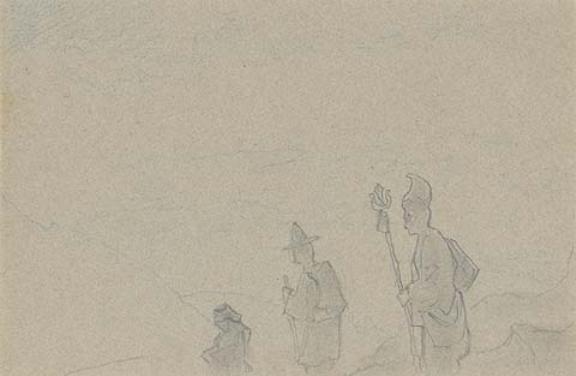 WikiOO.org - Εγκυκλοπαίδεια Καλών Τεχνών - Ζωγραφική, έργα τέχνης Nicholas Roerich - Sketch of three figures for ''Path to Kailas''