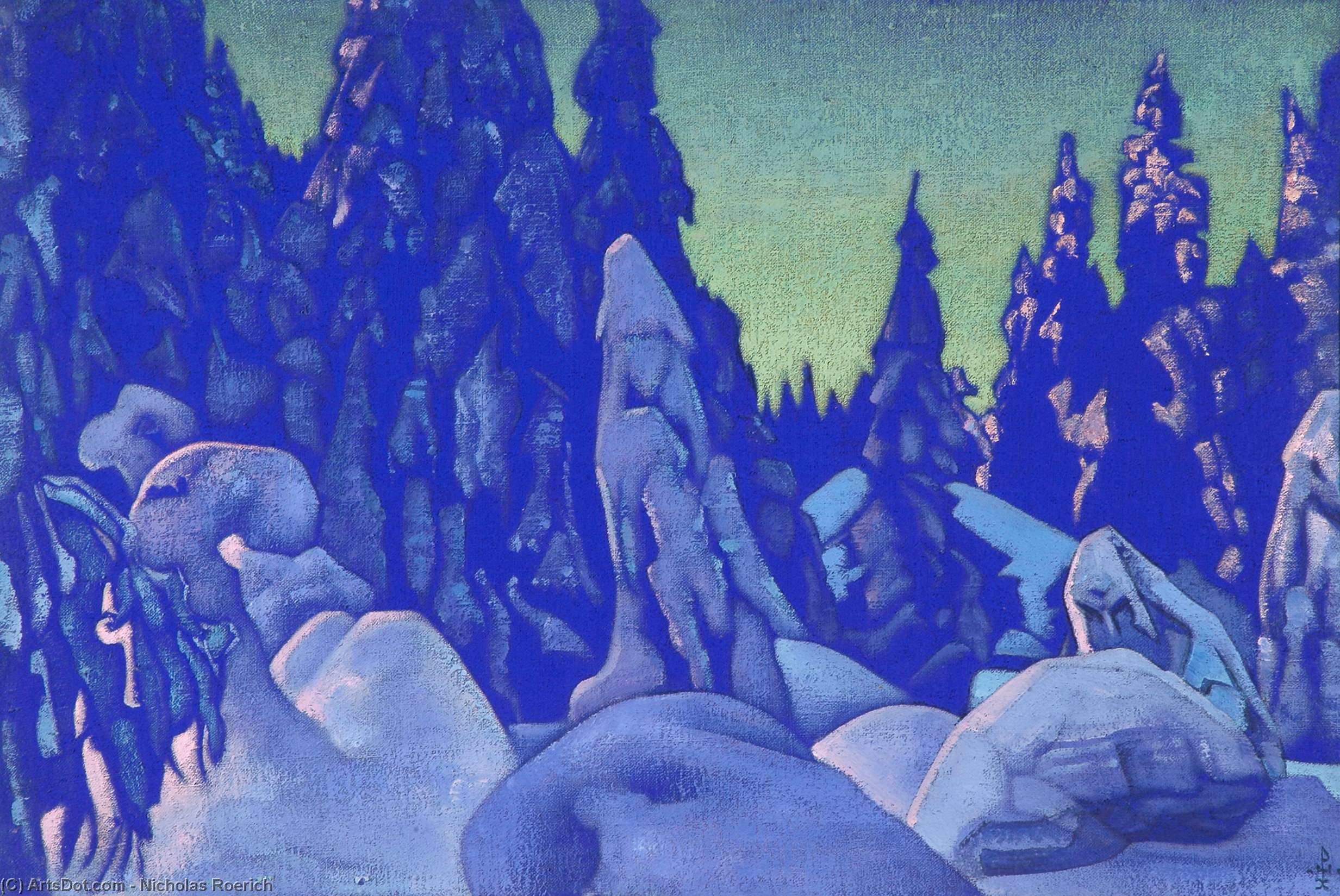 WikiOO.org – 美術百科全書 - 繪畫，作品 Nicholas Roerich - 雪监护人