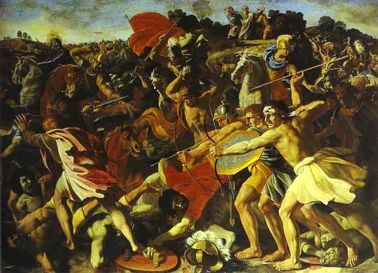 WikiOO.org - 백과 사전 - 회화, 삽화 Nicolas Poussin - The Battle of Joshua with Amalekites