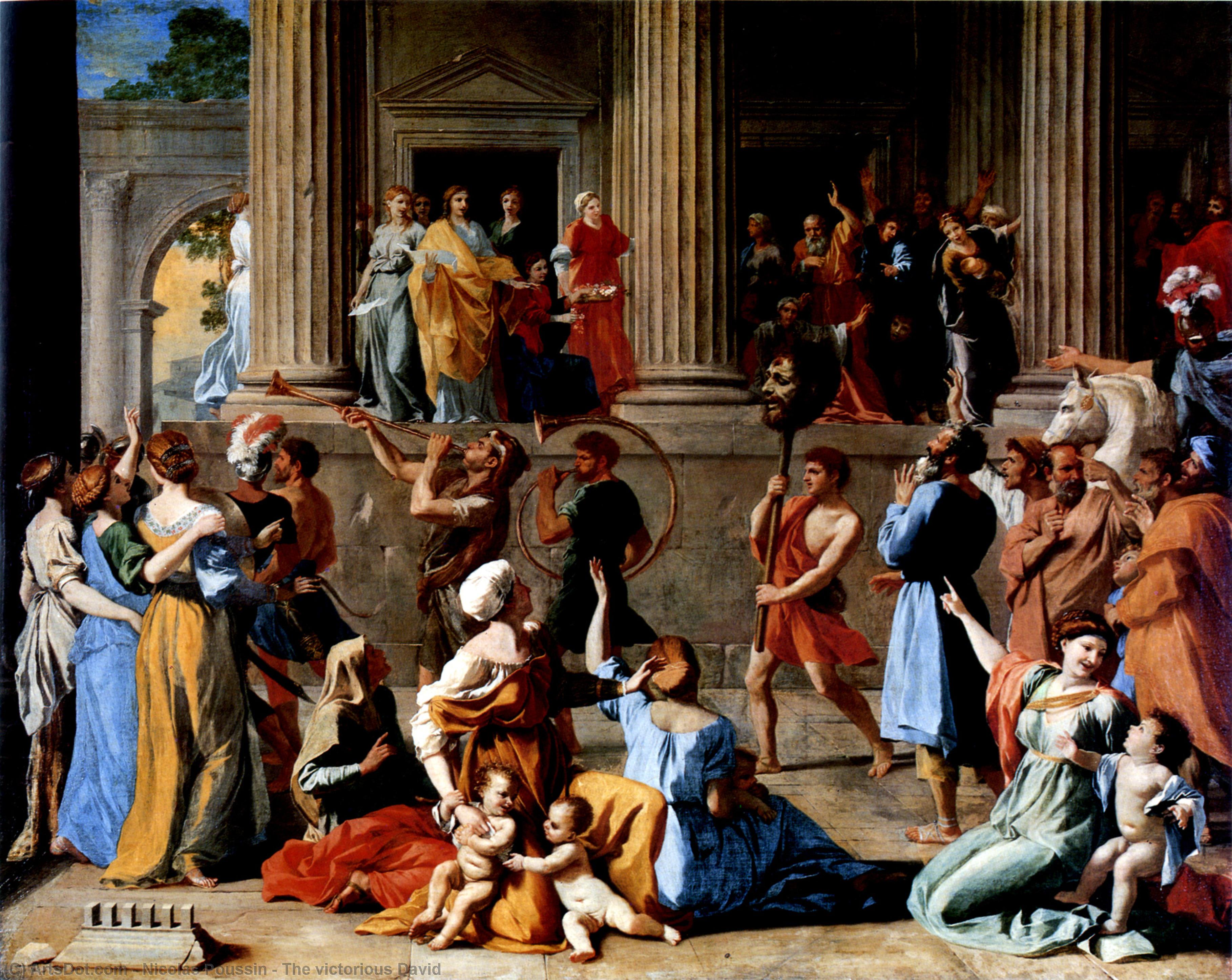 WikiOO.org – 美術百科全書 - 繪畫，作品 Nicolas Poussin - 获胜的大卫·