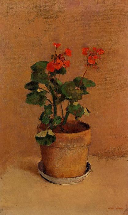Wikioo.org - The Encyclopedia of Fine Arts - Painting, Artwork by Odilon Redon - A Pot of Geraniums