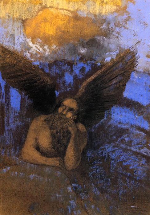 WikiOO.org - Güzel Sanatlar Ansiklopedisi - Resim, Resimler Odilon Redon - Aged Angel