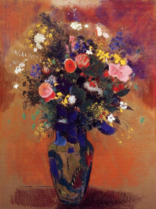 Wikioo.org - The Encyclopedia of Fine Arts - Painting, Artwork by Odilon Redon - Bouquet In A Persian Vase