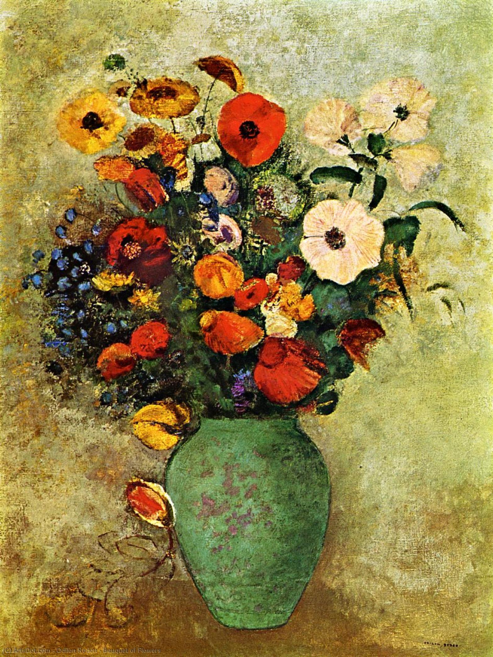 WikiOO.org - Encyclopedia of Fine Arts - Schilderen, Artwork Odilon Redon - Bouquet of Flowers