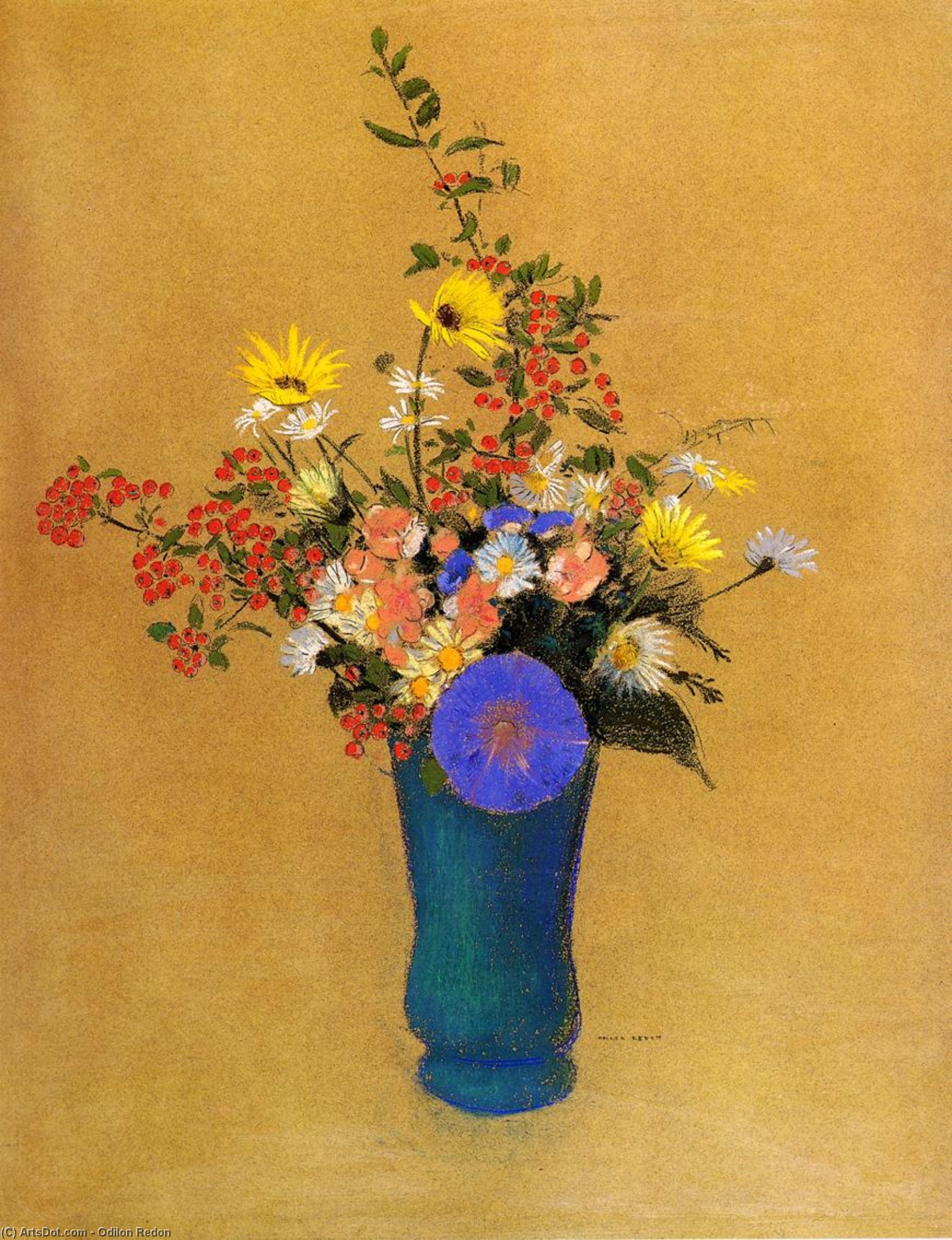 WikiOO.org - Encyclopedia of Fine Arts - Maľba, Artwork Odilon Redon - Bouquet of Wild Flowers