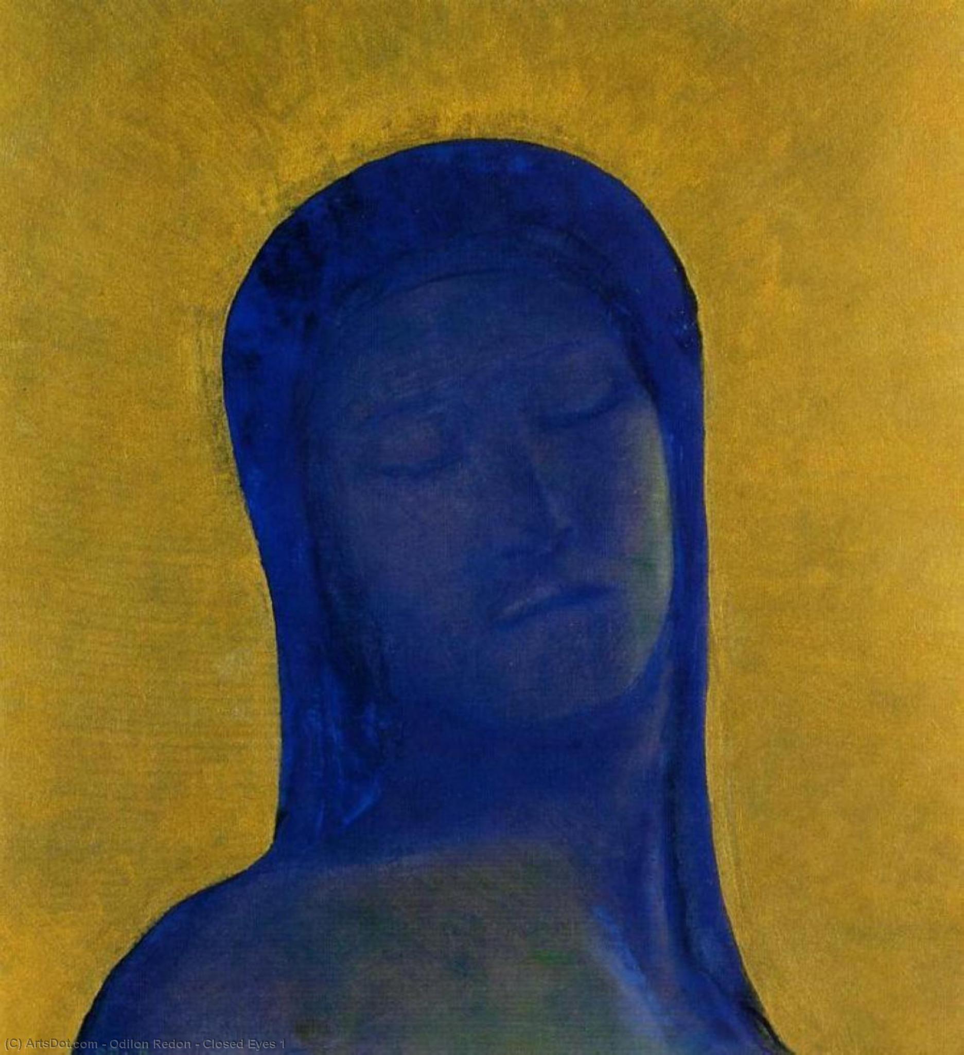 WikiOO.org - Encyclopedia of Fine Arts - Lukisan, Artwork Odilon Redon - Closed Eyes 1