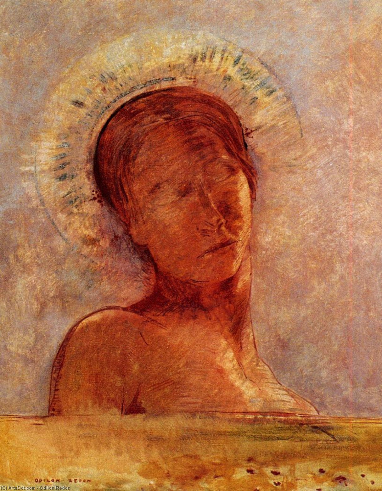 WikiOO.org - Encyclopedia of Fine Arts - Malba, Artwork Odilon Redon - Closed Eyes 3