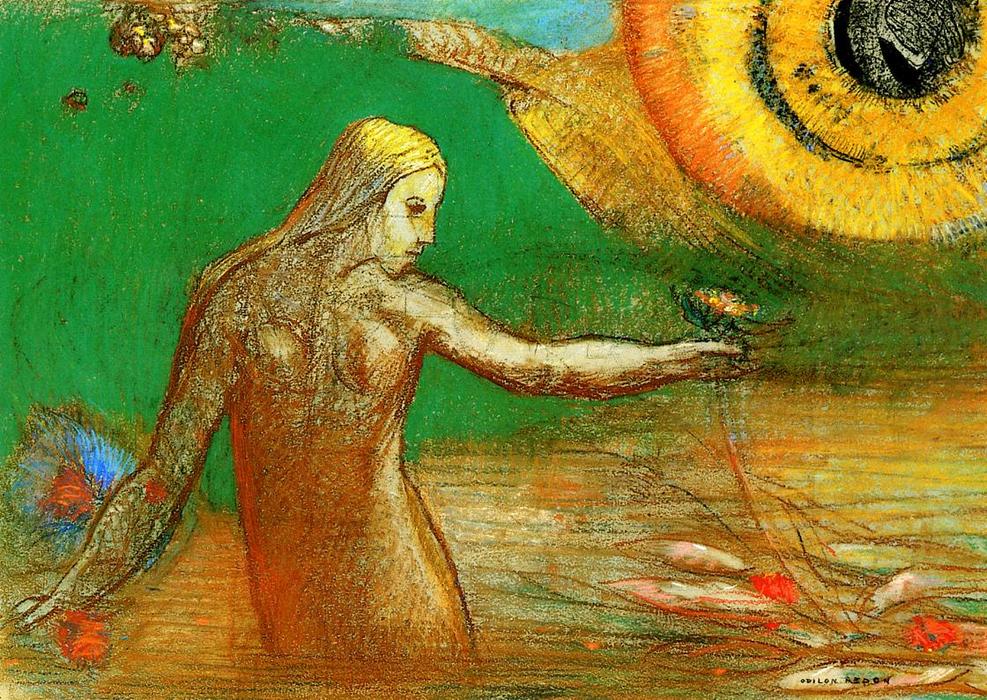 Wikoo.org - موسوعة الفنون الجميلة - اللوحة، العمل الفني Odilon Redon - Flower of Blood