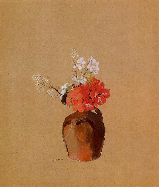 WikiOO.org - Encyclopedia of Fine Arts - Maľba, Artwork Odilon Redon - Flowers in a Pot