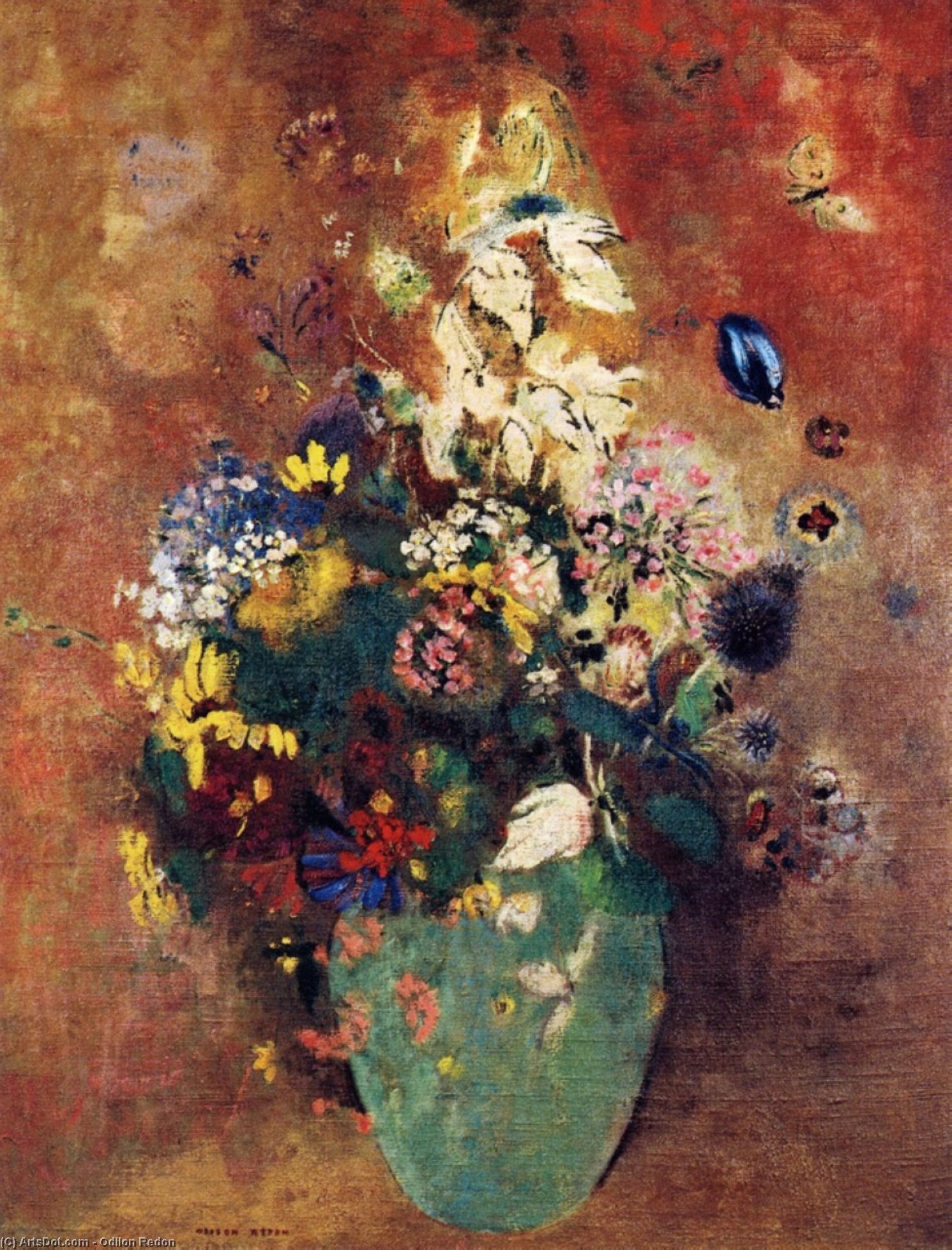 Wikioo.org - The Encyclopedia of Fine Arts - Painting, Artwork by Odilon Redon - Green Vase