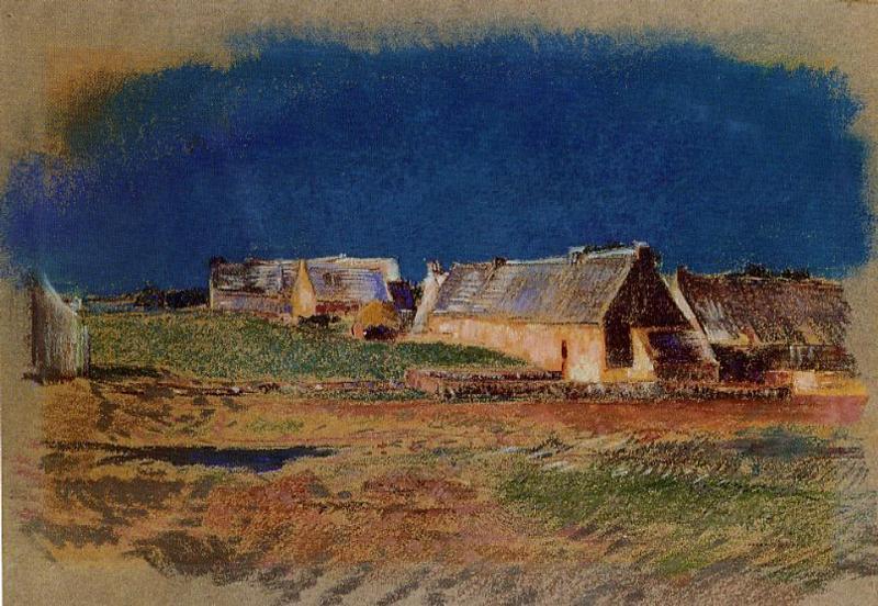 WikiOO.org - Encyclopedia of Fine Arts - Lukisan, Artwork Odilon Redon - Landscape in Brittany, Peyrelebade