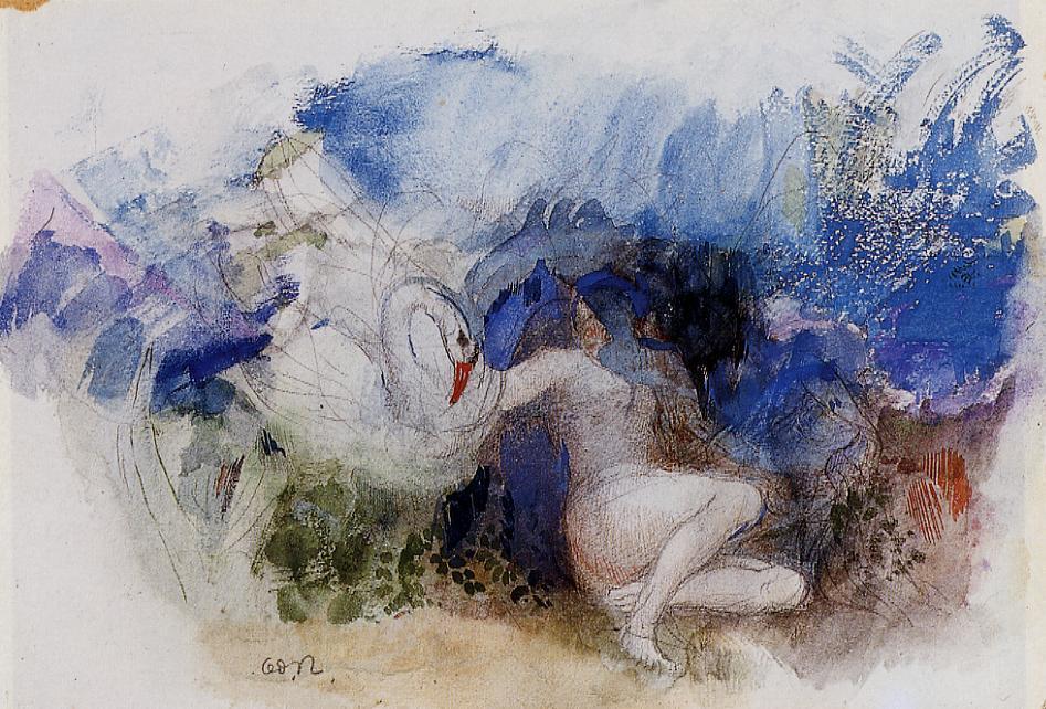 Wikioo.org - The Encyclopedia of Fine Arts - Painting, Artwork by Odilon Redon - Leda and the Swan