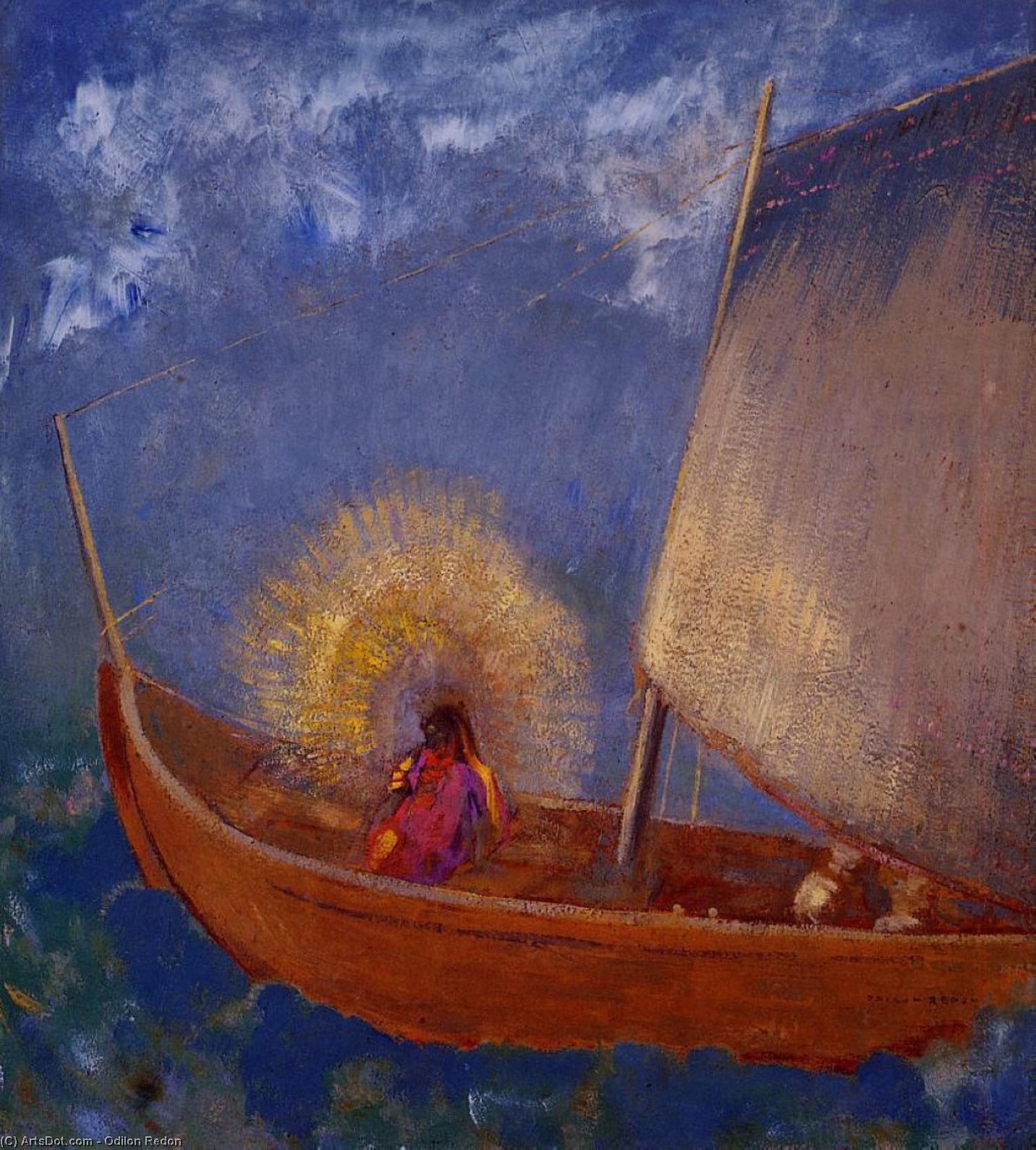 Wikioo.org - The Encyclopedia of Fine Arts - Painting, Artwork by Odilon Redon - Mysterious Boat