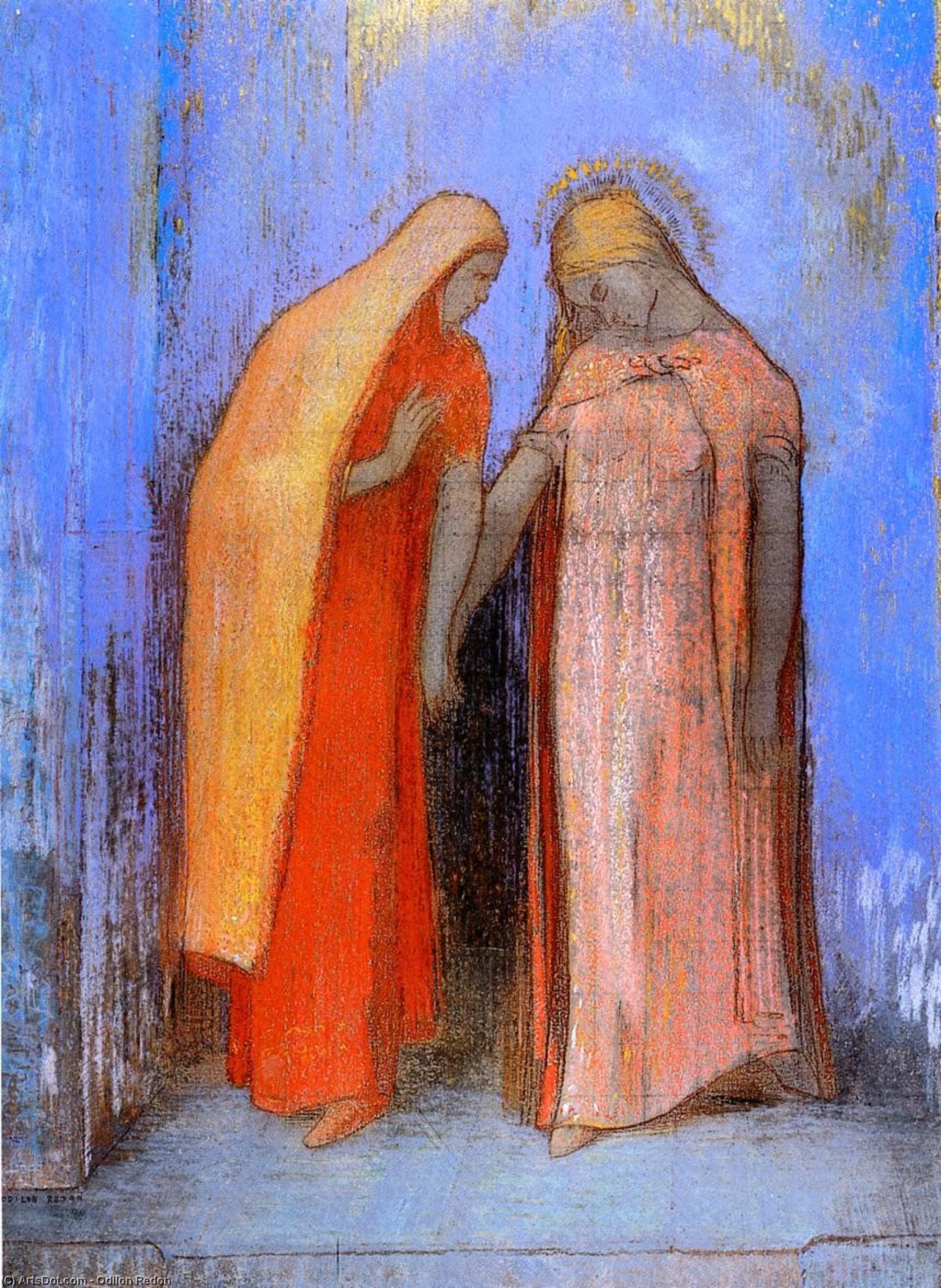 Wikioo.org - The Encyclopedia of Fine Arts - Painting, Artwork by Odilon Redon - Mystical Conversation 1