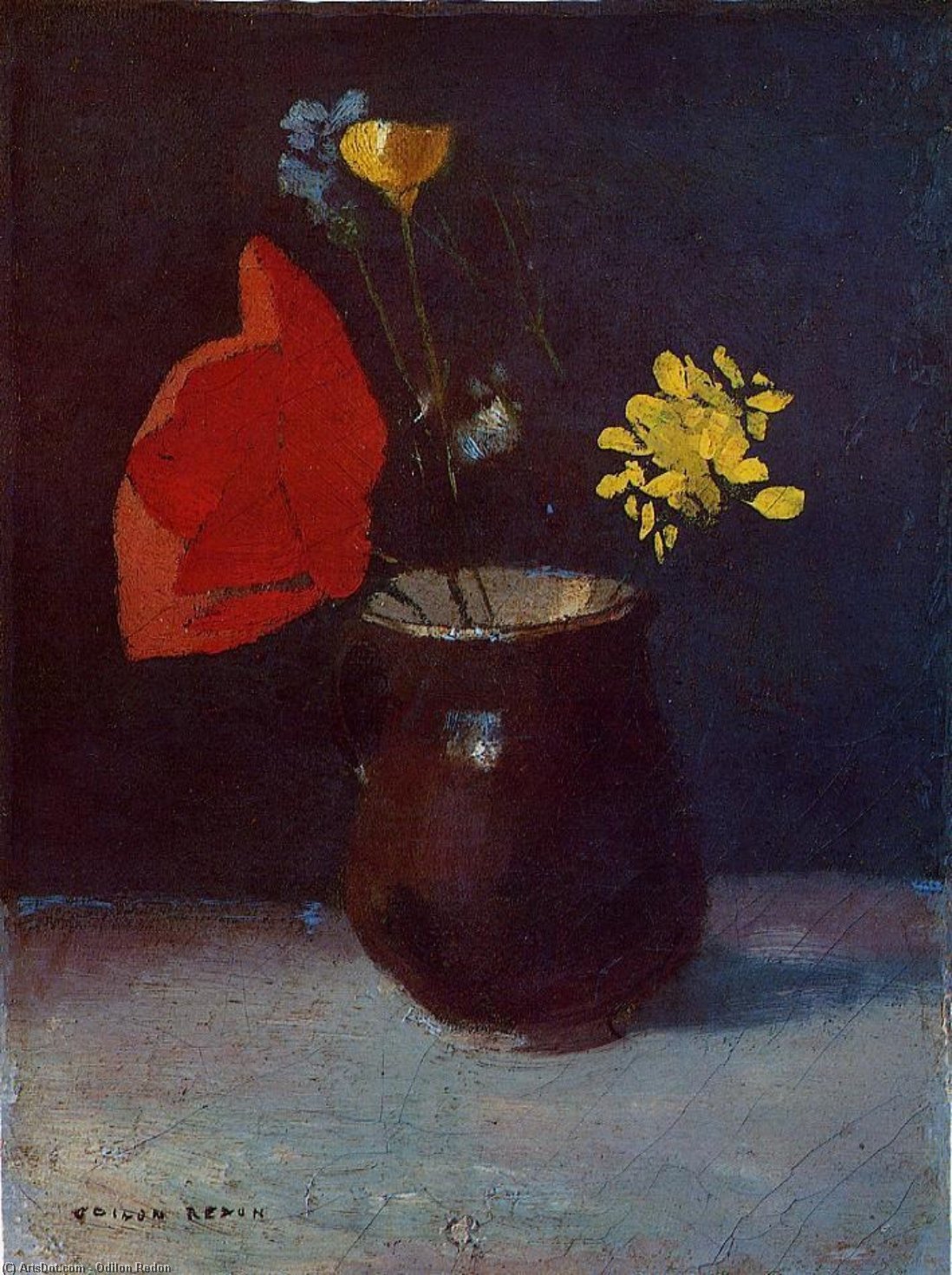 WikiOO.org - Encyclopedia of Fine Arts - Festés, Grafika Odilon Redon - Pitcher of Flowers