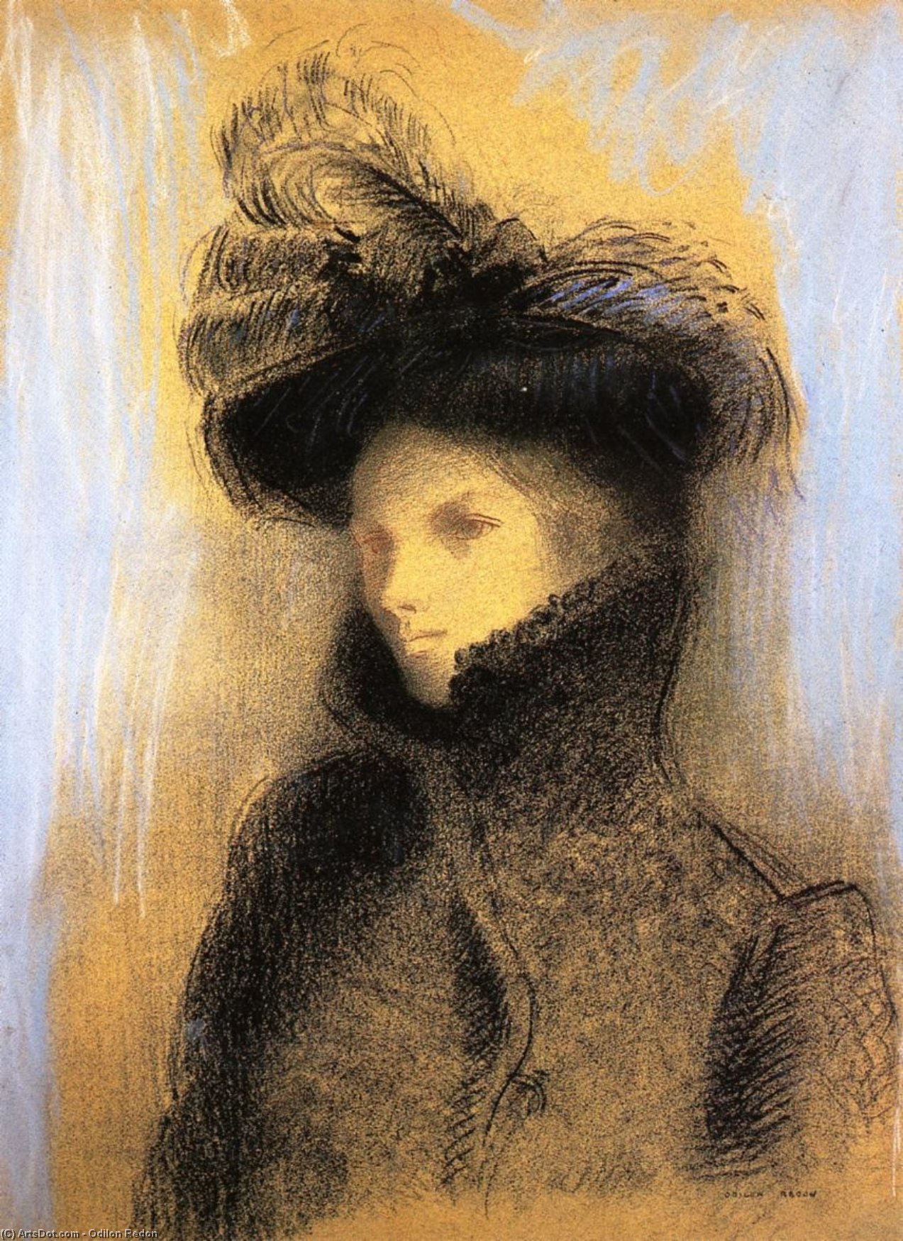 WikiOO.org - Encyclopedia of Fine Arts - Målning, konstverk Odilon Redon - Portrait of Marie Botkine