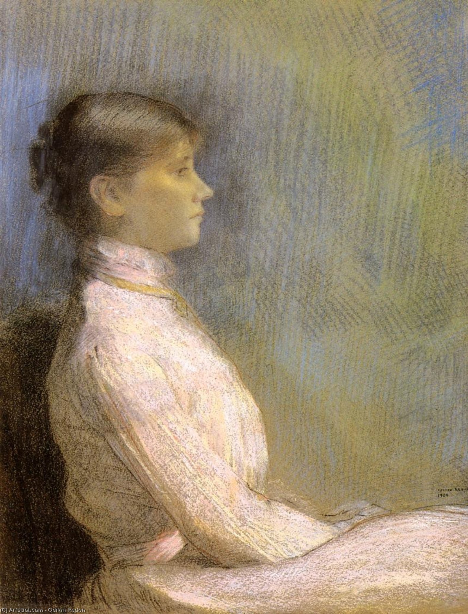 WikiOO.org - Енциклопедія образотворчого мистецтва - Живопис, Картини
 Odilon Redon - Portrait of Paule Gobillard