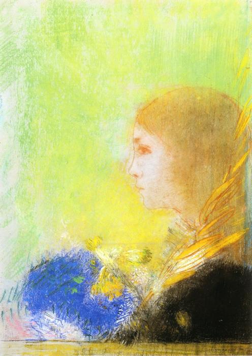 WikiOO.org - Enciklopedija likovnih umjetnosti - Slikarstvo, umjetnička djela Odilon Redon - Profile of a Young Girl