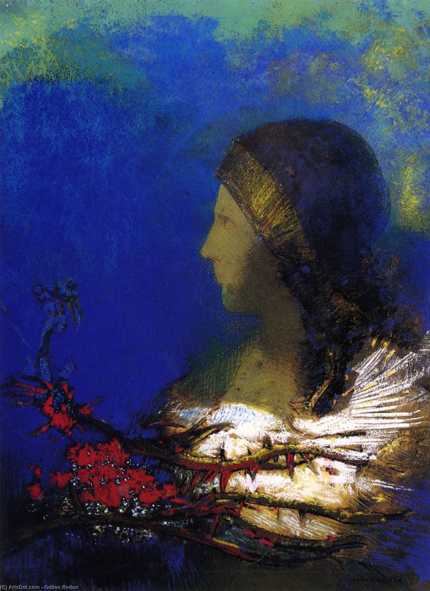 Wikioo.org - Bách khoa toàn thư về mỹ thuật - Vẽ tranh, Tác phẩm nghệ thuật Odilon Redon - Red Thorns