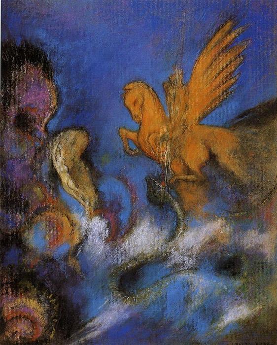 WikiOO.org - Encyclopedia of Fine Arts - Maľba, Artwork Odilon Redon - Roger And Angelica 2
