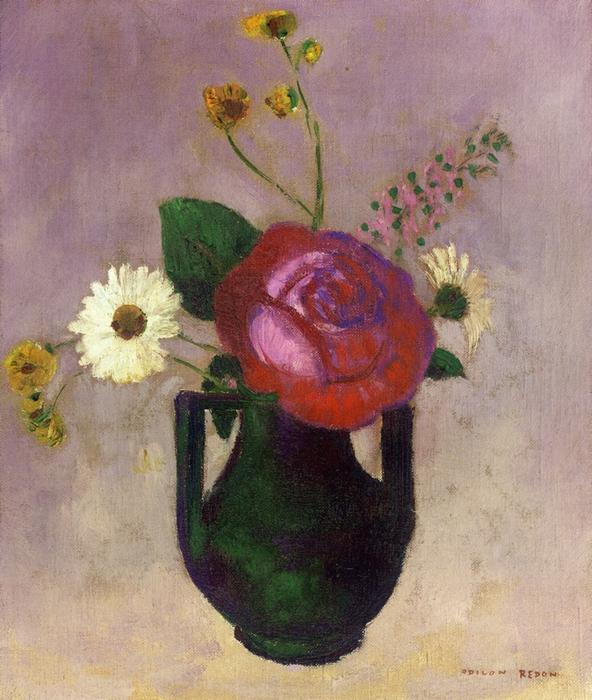 WikiOO.org - Encyclopedia of Fine Arts - Maľba, Artwork Odilon Redon - Rose and Daisy