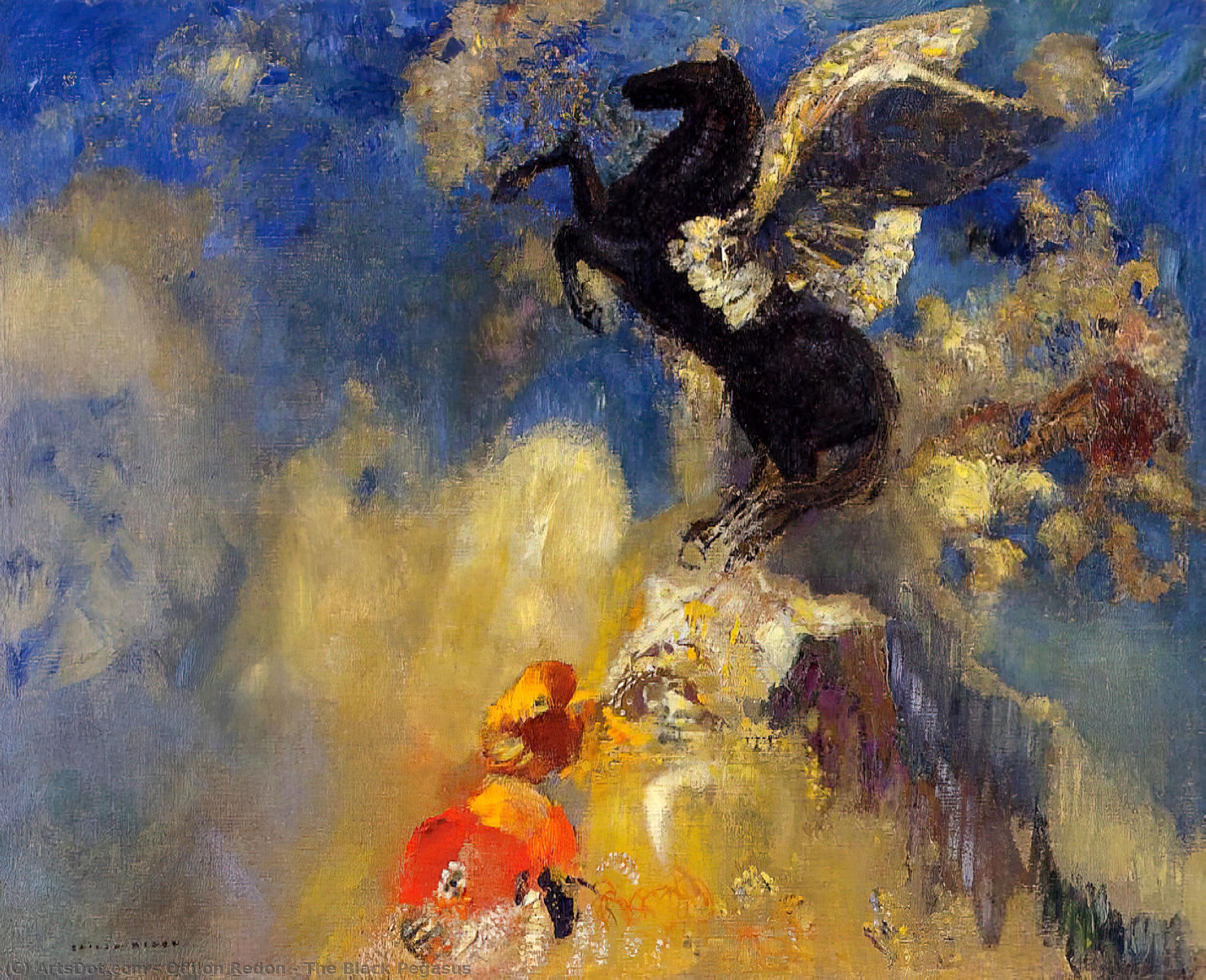 WikiOO.org - Encyclopedia of Fine Arts - Maľba, Artwork Odilon Redon - The Black Pegasus