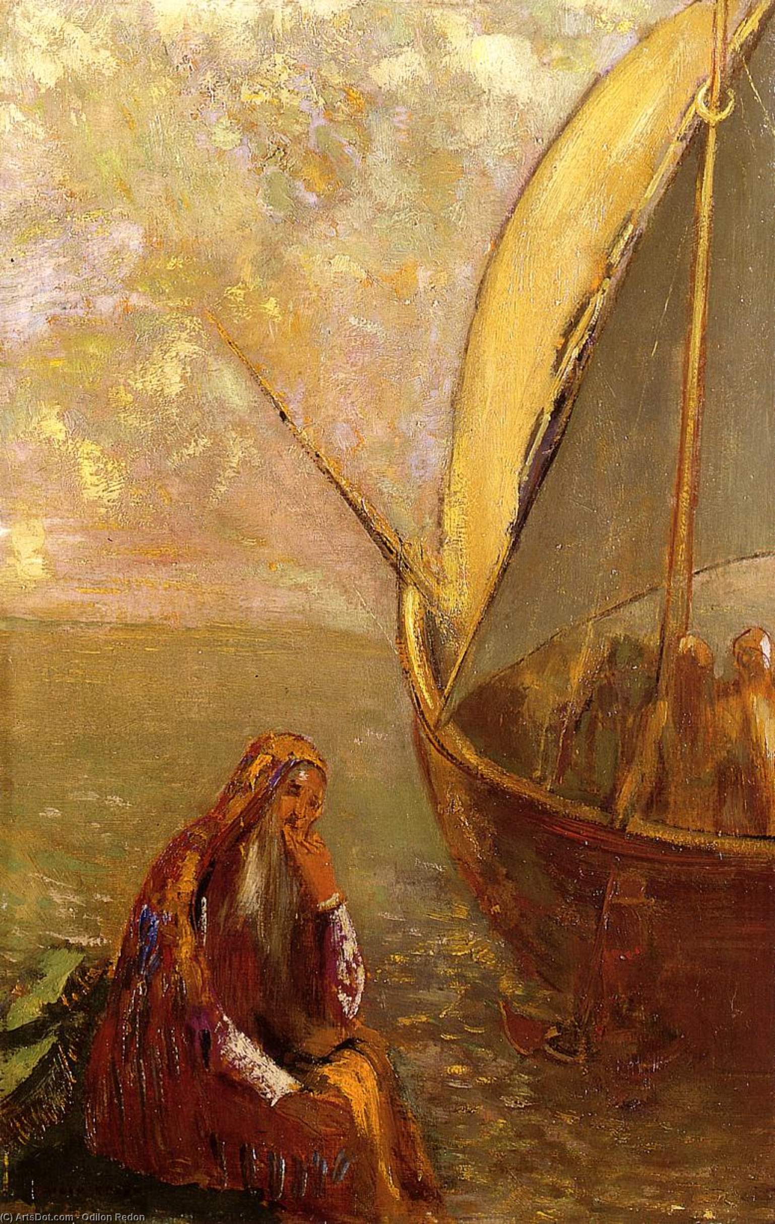WikiOO.org - Enciklopedija dailės - Tapyba, meno kuriniai Odilon Redon - The Departure