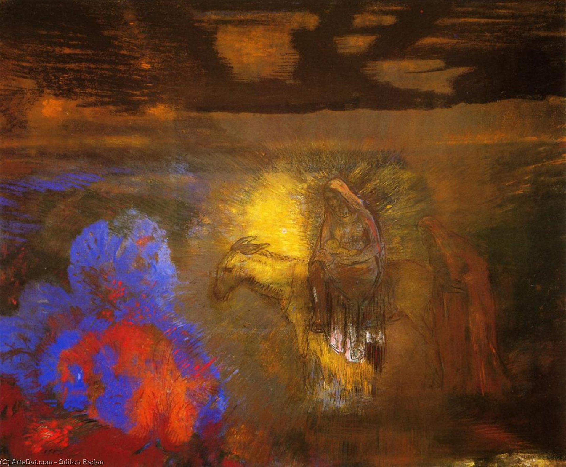 WikiOO.org - Encyclopedia of Fine Arts - Lukisan, Artwork Odilon Redon - The Flight into Egypt