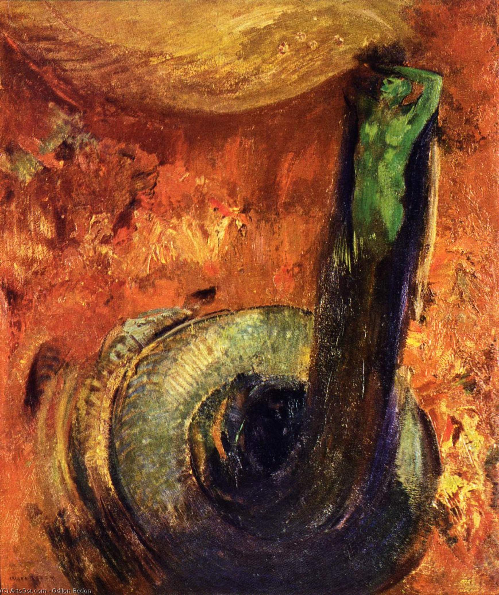 Wikioo.org - The Encyclopedia of Fine Arts - Painting, Artwork by Odilon Redon - The Green Death