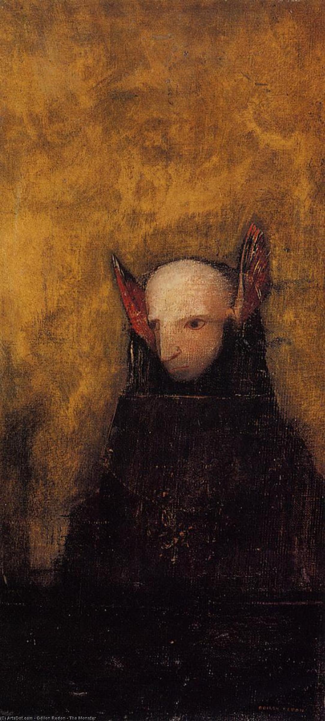 WikiOO.org - אנציקלופדיה לאמנויות יפות - ציור, יצירות אמנות Odilon Redon - The Monster
