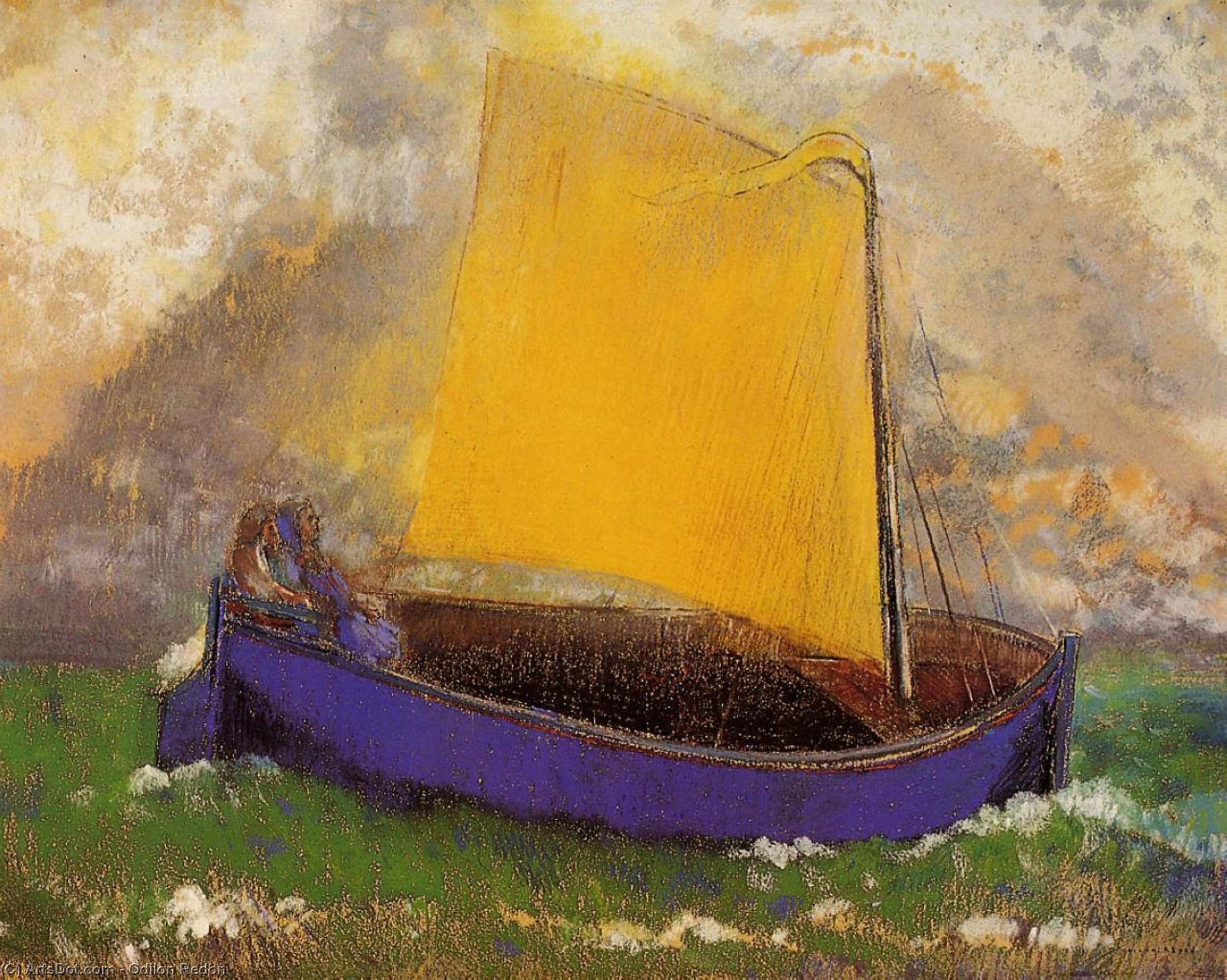 WikiOO.org - Encyclopedia of Fine Arts - Lukisan, Artwork Odilon Redon - The Mysterious Boat 1