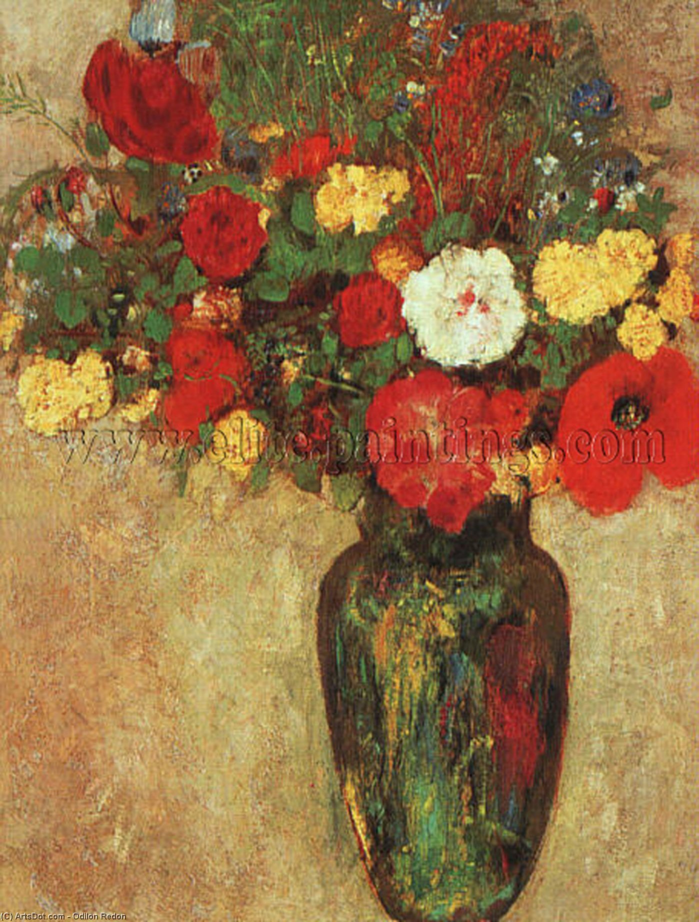 WikiOO.org - Encyclopedia of Fine Arts - Maalaus, taideteos Odilon Redon - Vase of Flowers (14)