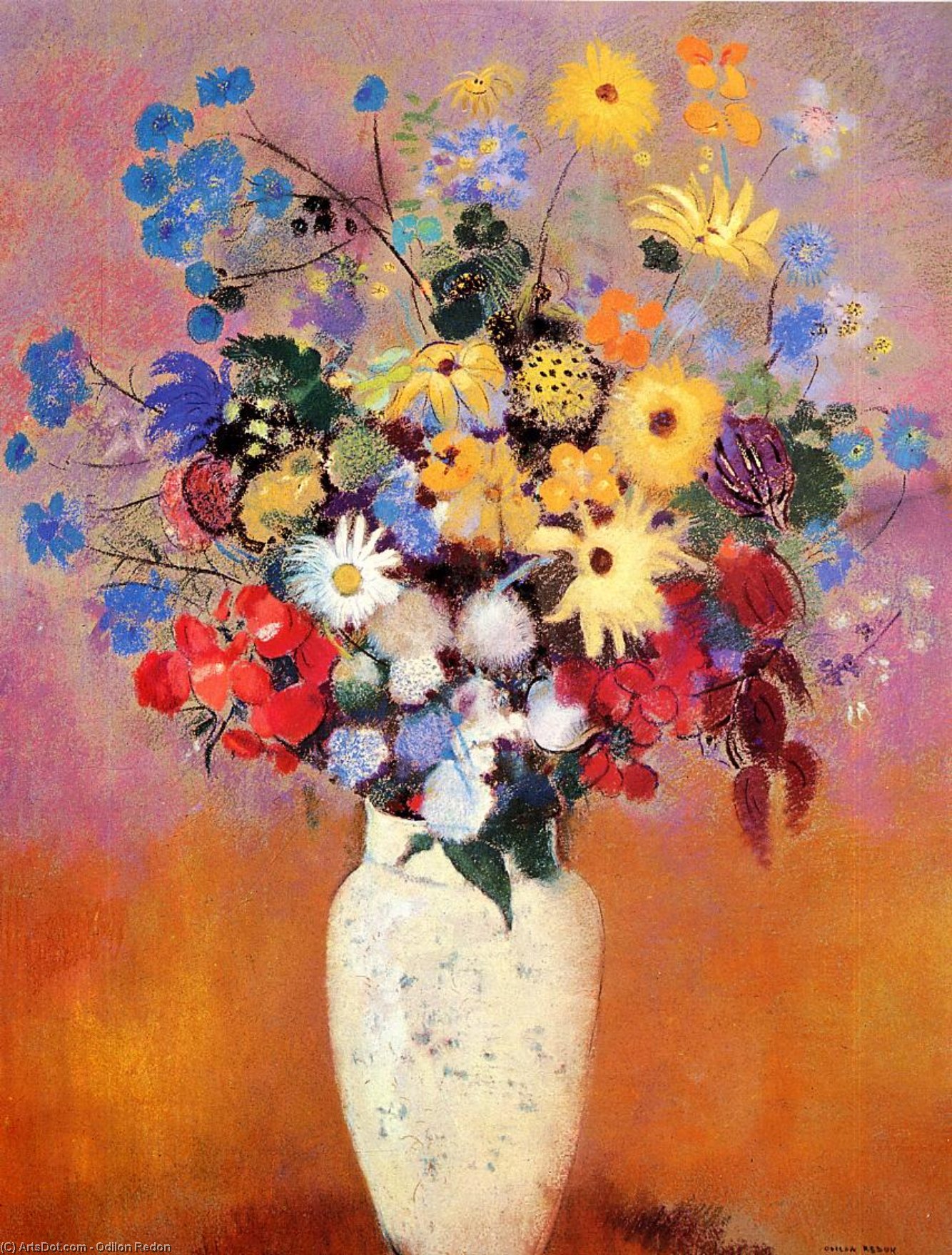 Wikioo.org - The Encyclopedia of Fine Arts - Painting, Artwork by Odilon Redon - Vase of Flowers