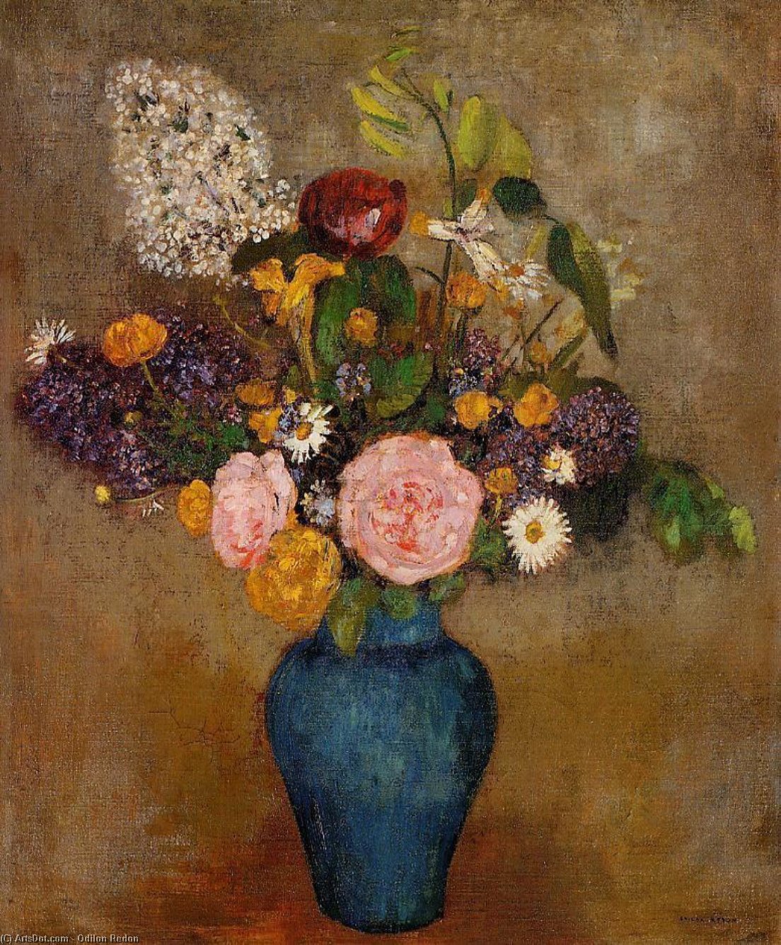 Wikioo.org - The Encyclopedia of Fine Arts - Painting, Artwork by Odilon Redon - Vase Of Flowers 4
